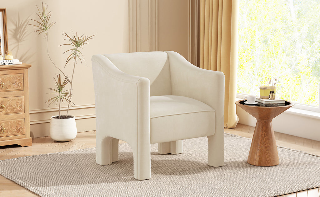 The Margot Sculptural Barrel Chair, Cream Chenille, view 4