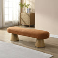 The Clementine Oval Boucle Bench, Rust Orange, 64 in