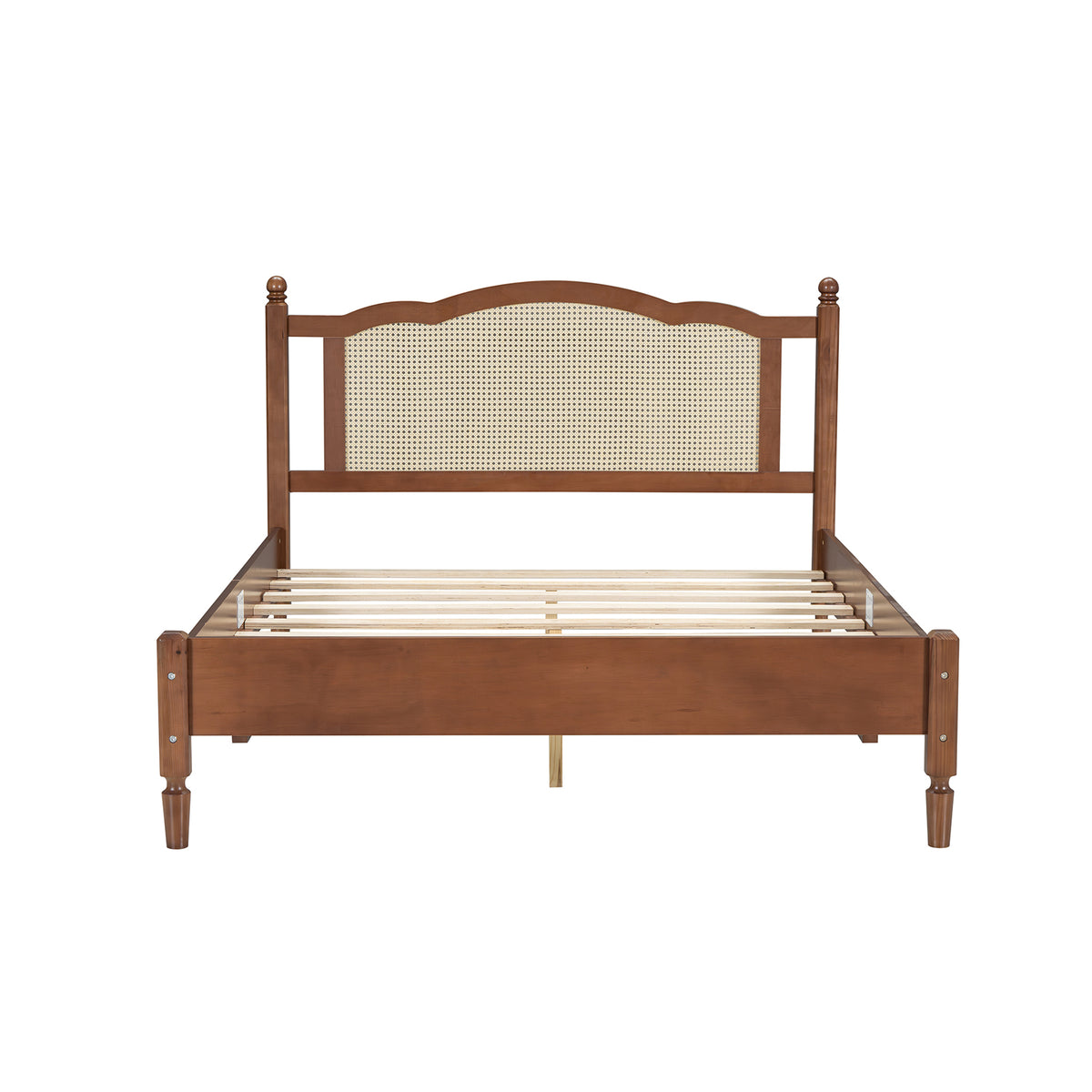 The Calla Rattan Arch Platform Bed, Walnut, Queen