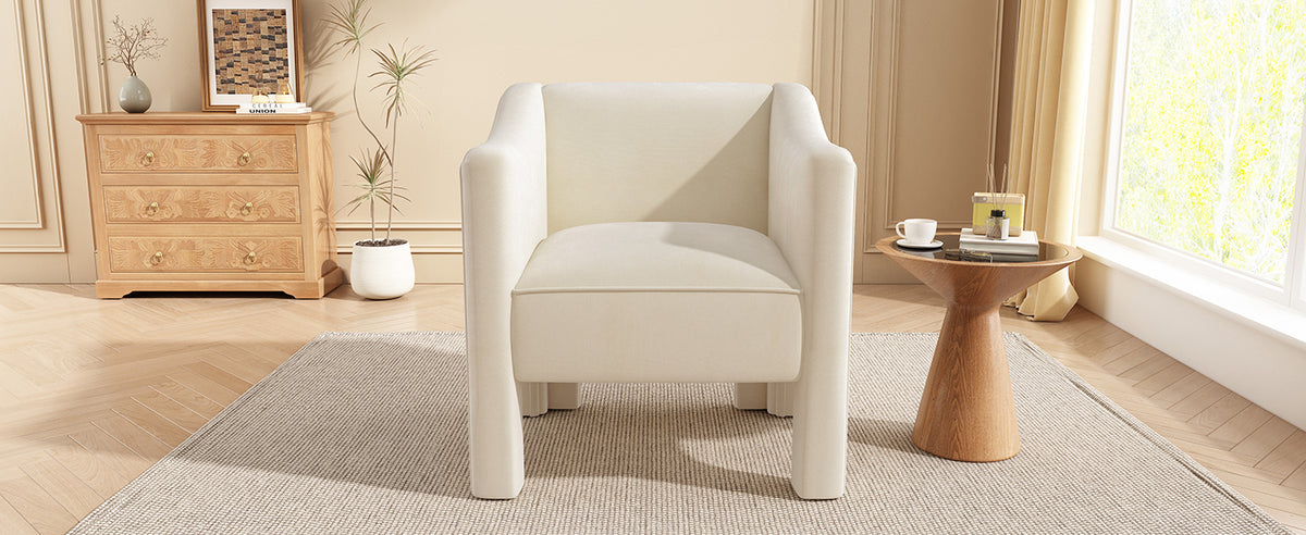 The Margot Sculptural Barrel Chair, Cream Chenille, view 9
