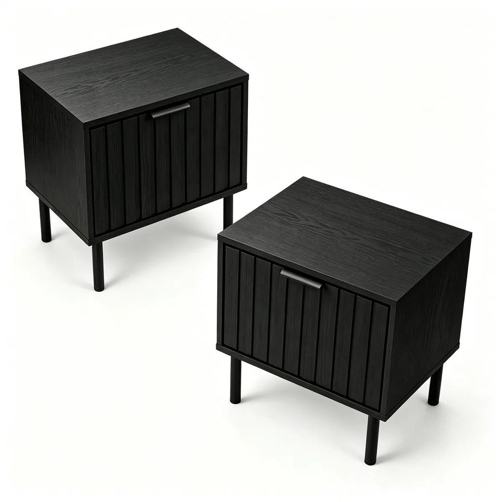 The Sable Fluted Drawer Nightstands, Black, Set of 2