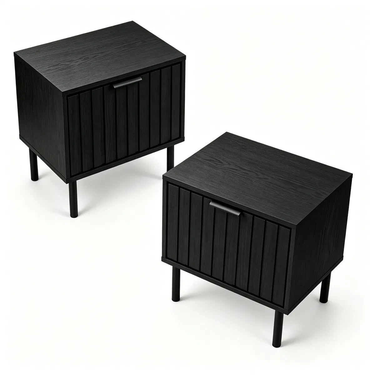 The Sable Fluted Drawer Nightstands, Black, Set of 2
