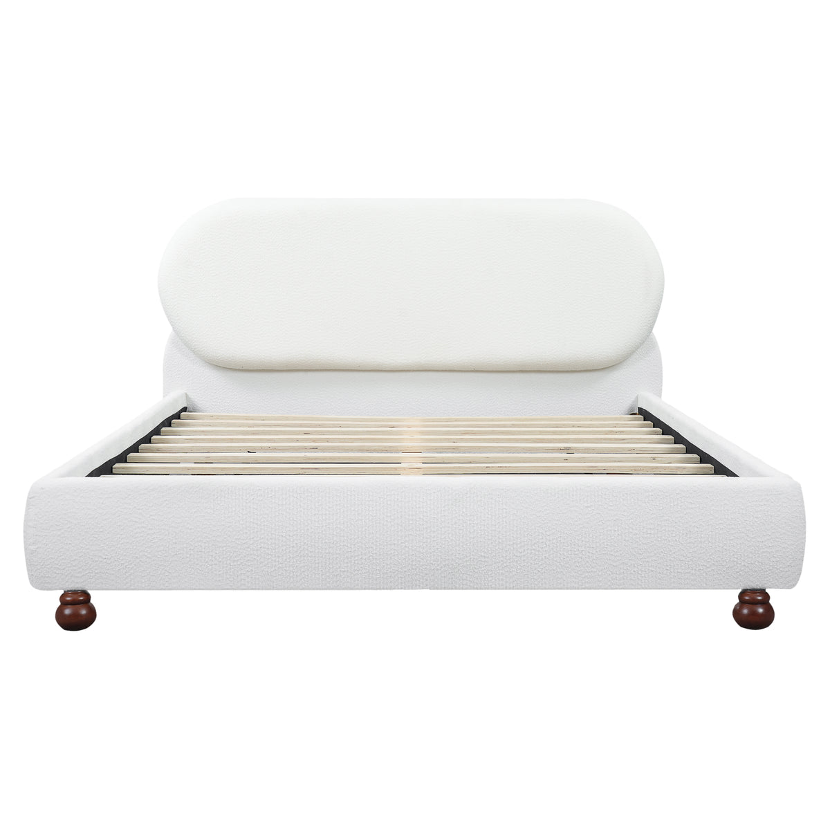 The Selene Cloud Boucle Platform Bed, Cream, Queen