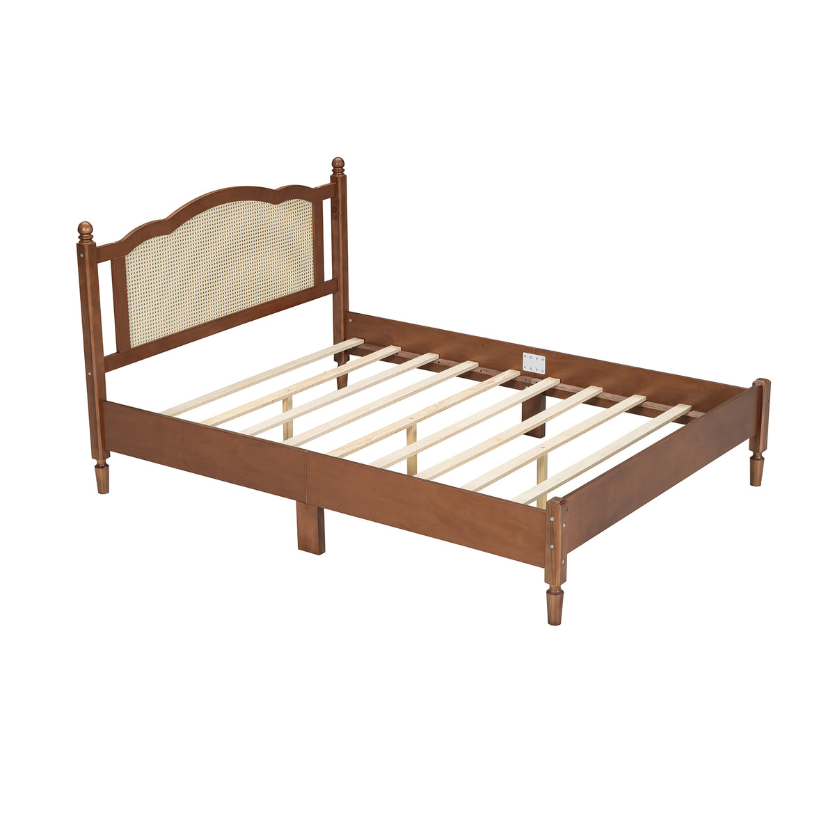 The Calla Rattan Arch Platform Bed, Walnut, Queen