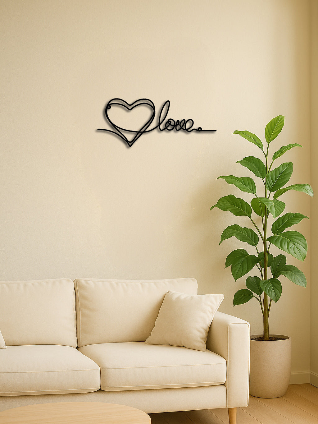 The Amour Heart and Love Script Metal Wall Art, Black, 12.6 in