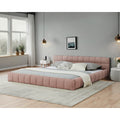 The Rosalie Channel Tufted Floor Bed, Blush Pink Chenille, California King