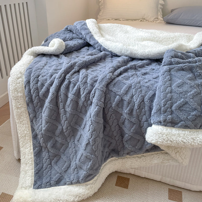 The Wren Cable-Textured Sherpa Throw Blanket, Reversible