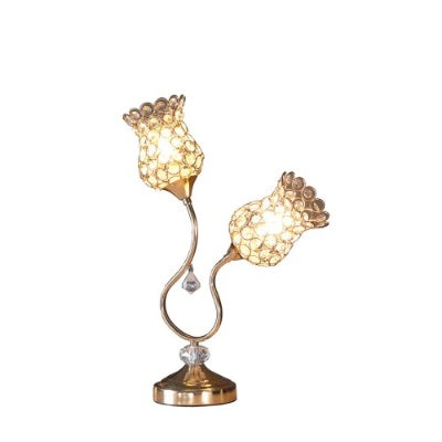 The Fleur Crystal Tulip Two-Light Table Lamp, Rose Gold, 18.75 in