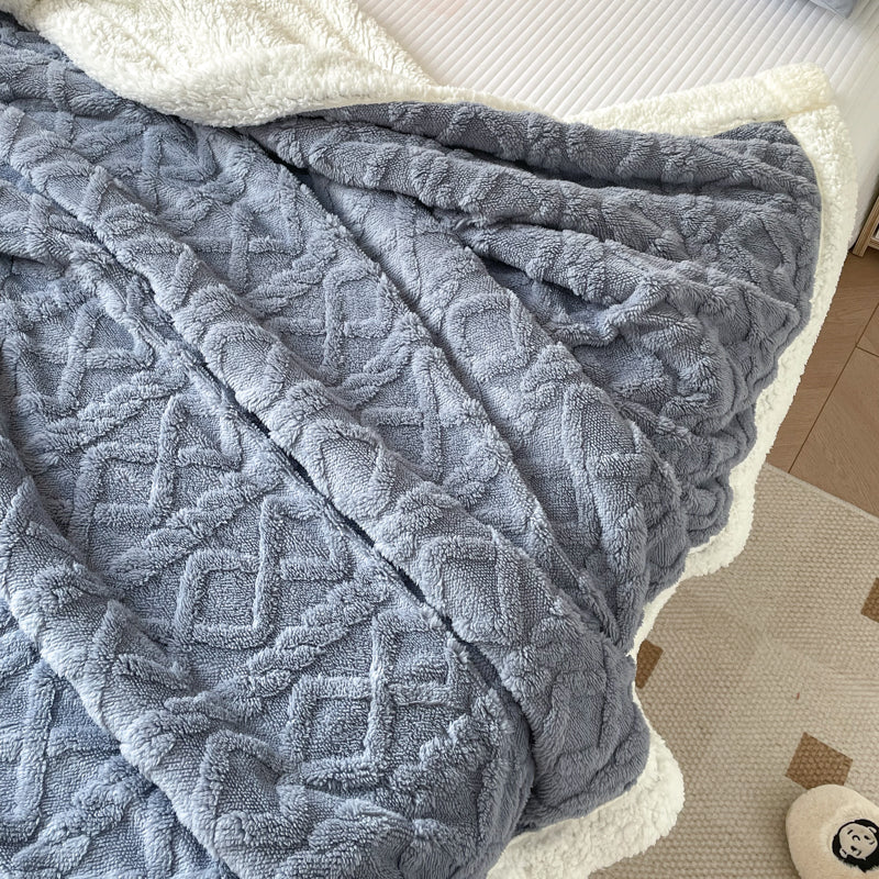 The Wren Cable-Textured Sherpa Throw Blanket, Reversible