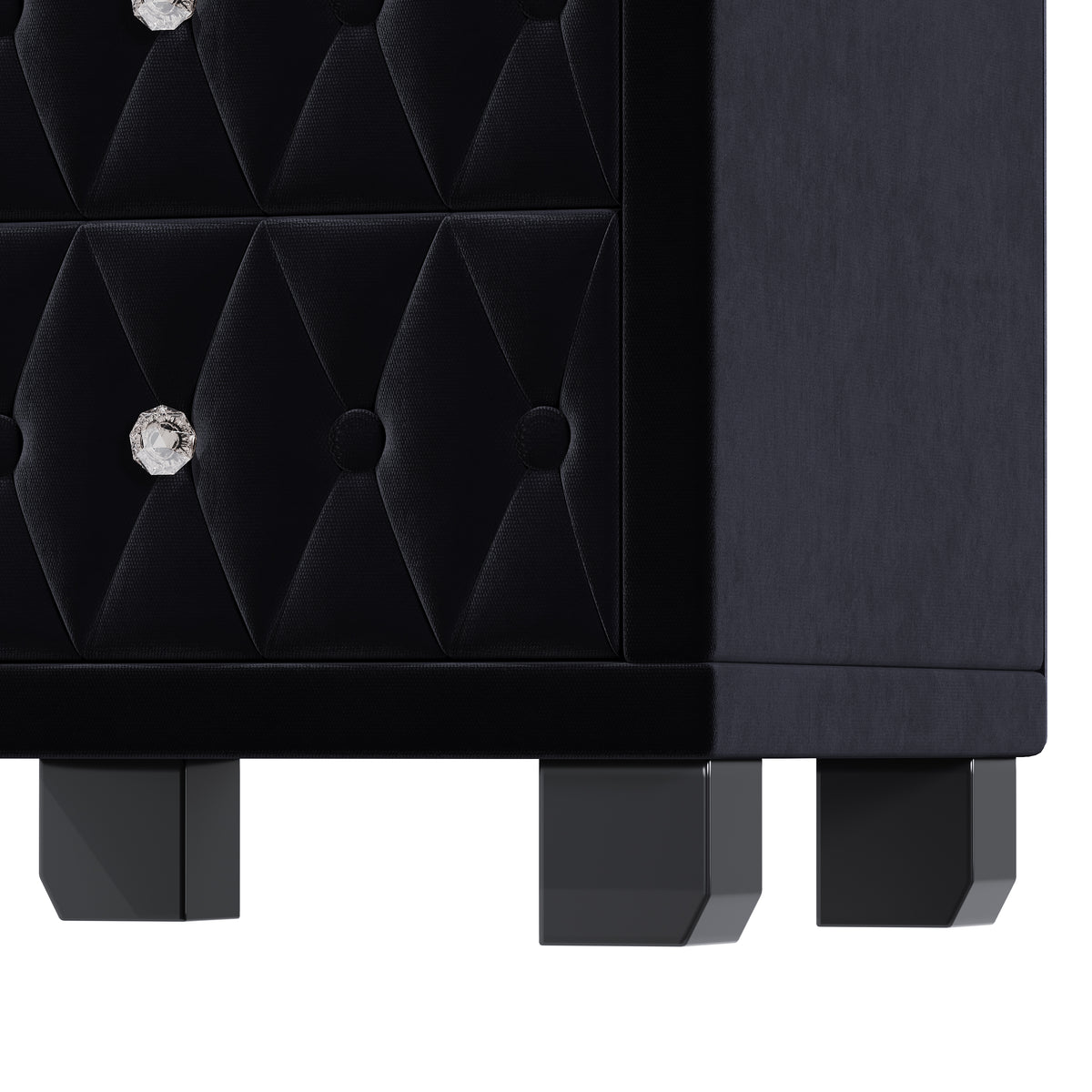 The Odette Button-Tufted Velvet Nightstand, Black