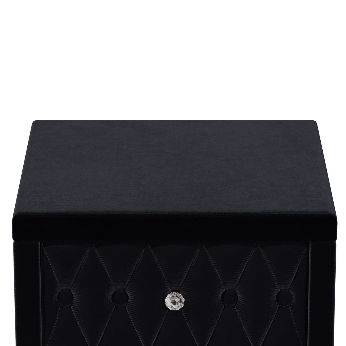 The Odette Button-Tufted Velvet Nightstand, Black