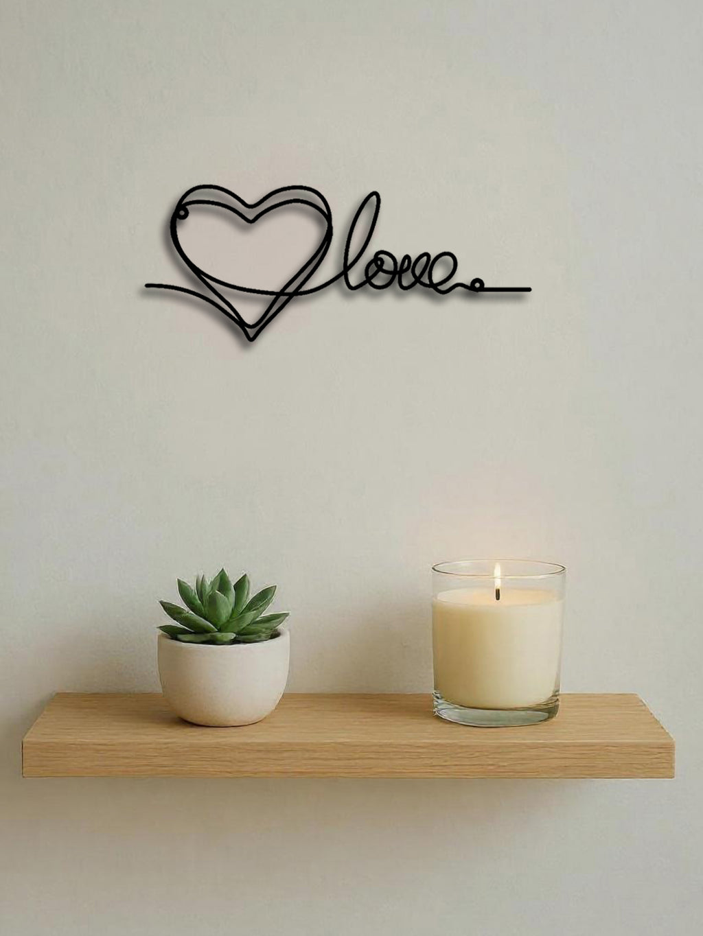 The Amour Heart and Love Script Metal Wall Art, Black, 12.6 in