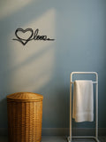 The Amour Heart and Love Script Metal Wall Art, Black, 12.6 in