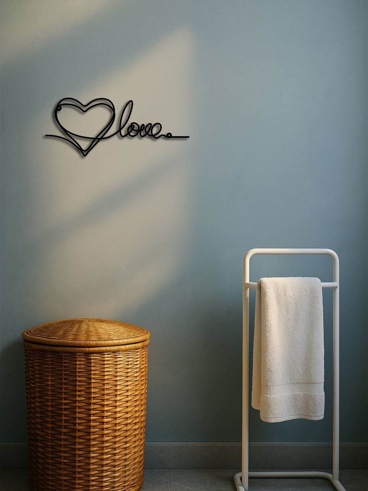 The Amour Heart and Love Script Metal Wall Art, Black, 12.6 in