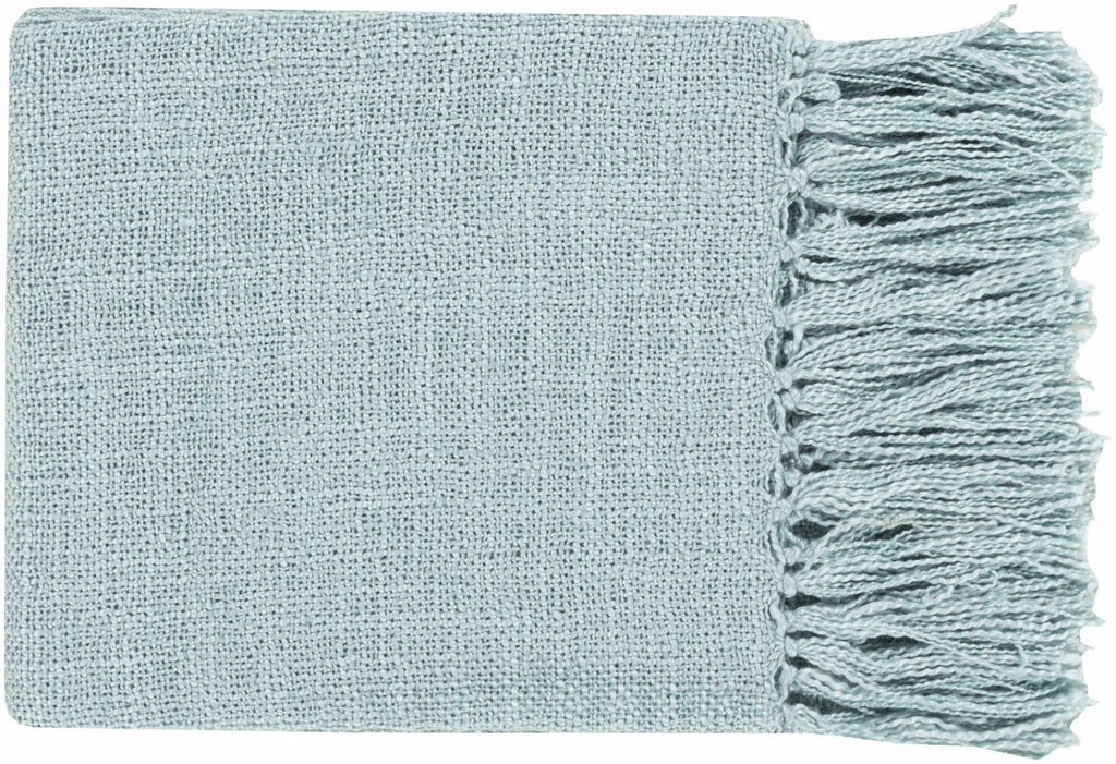The Mira Fringed Textured Throw, Pale Blue