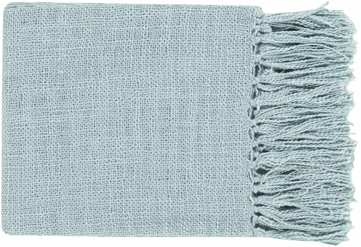 The Mira Fringed Textured Throw, Pale Blue