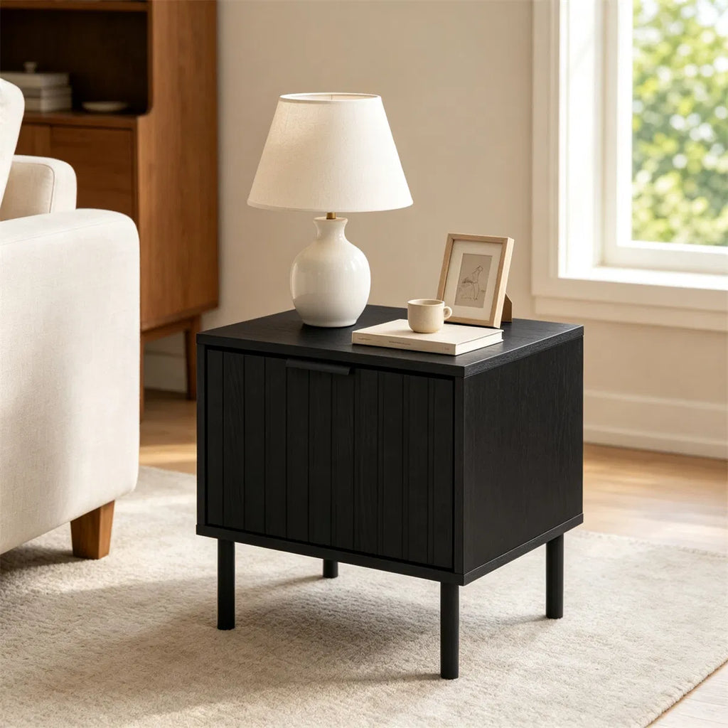 The Sable Fluted Drawer Nightstands, Black, Set of 2