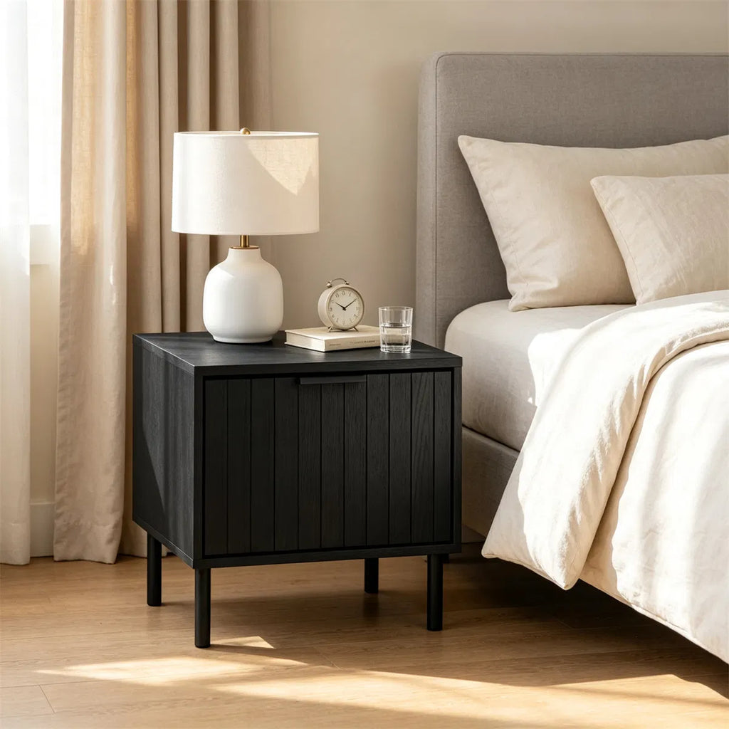 The Sable Fluted Drawer Nightstands, Black, Set of 2
