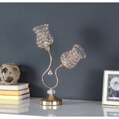 The Fleur Crystal Tulip Two-Light Table Lamp, Rose Gold, 18.75 in