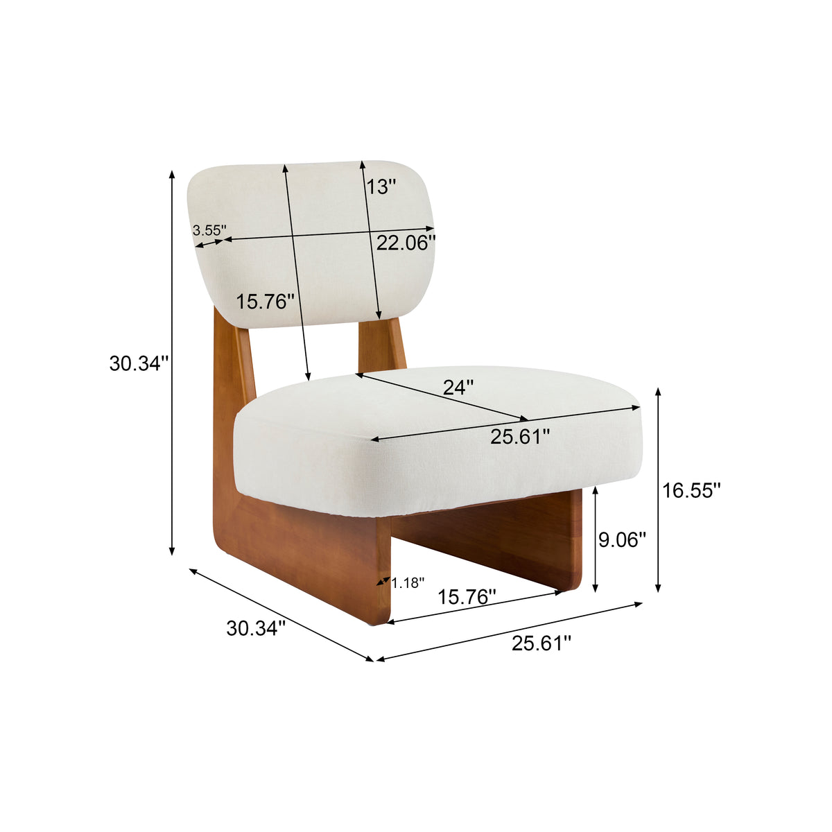 The Elodie Low Slipper Chairs, Set of 2, Cream Boucle and Natural Wood, view 2
