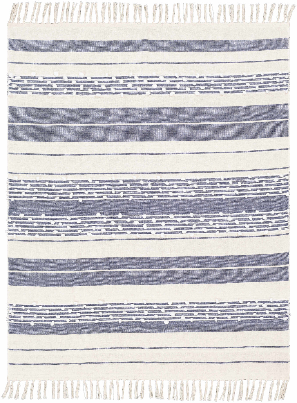 The Bennett Hand-Woven Striped Throw, White and Navy