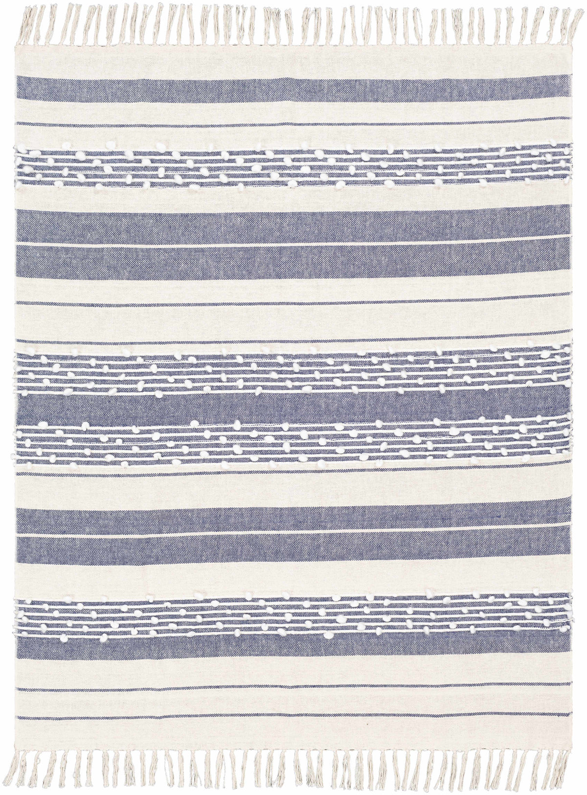 The Bennett Hand-Woven Striped Throw, White and Navy