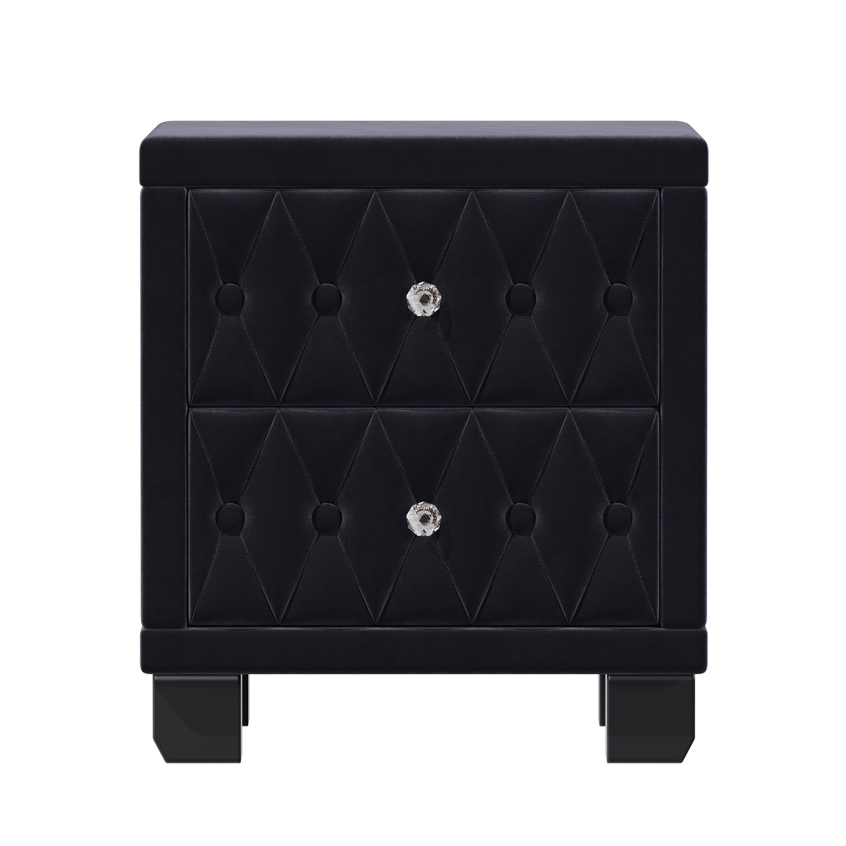 The Odette Button-Tufted Velvet Nightstand, Black