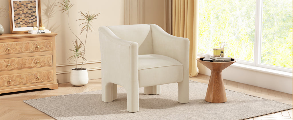 The Margot Sculptural Barrel Chair, Cream Chenille, view 10