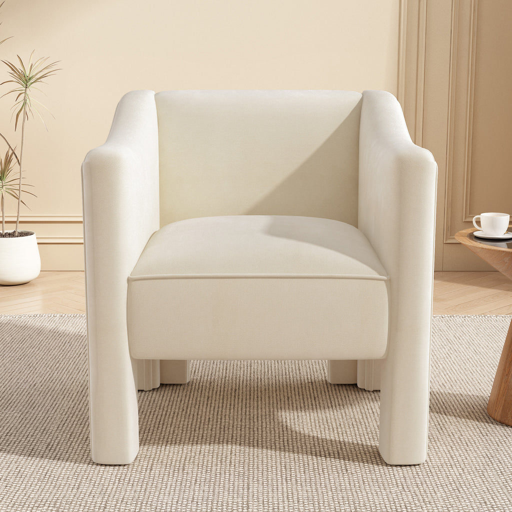 The Margot Sculptural Barrel Chair, Cream Chenille, view 7