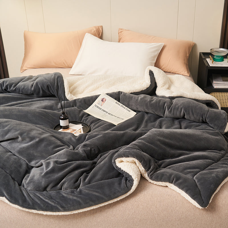 The Hollis Reversible Sherpa Throw Blanket, Plush Fleece