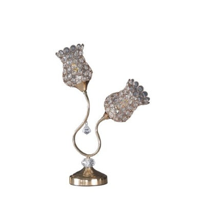 The Fleur Crystal Tulip Two-Light Table Lamp, Rose Gold, 18.75 in