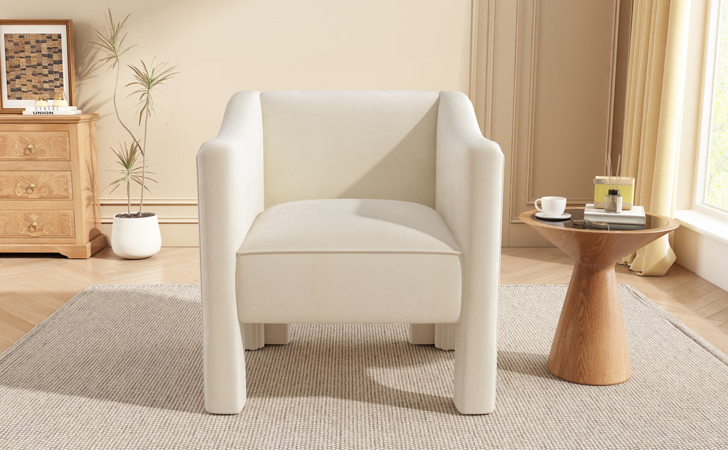 The Margot Sculptural Barrel Chair, Cream Chenille, view 8