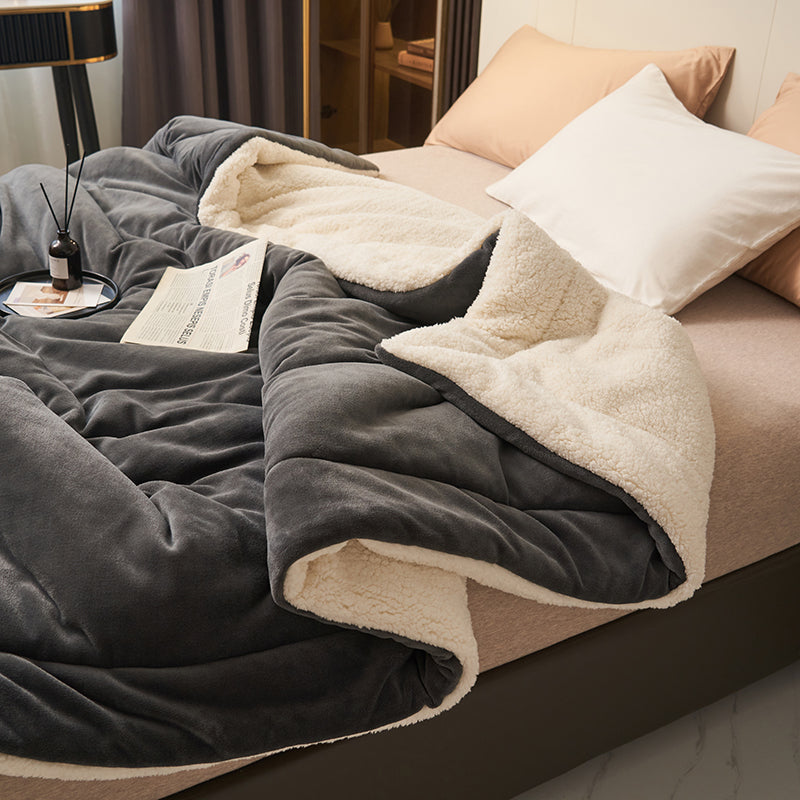 The Hollis Reversible Sherpa Throw Blanket, Plush Fleece