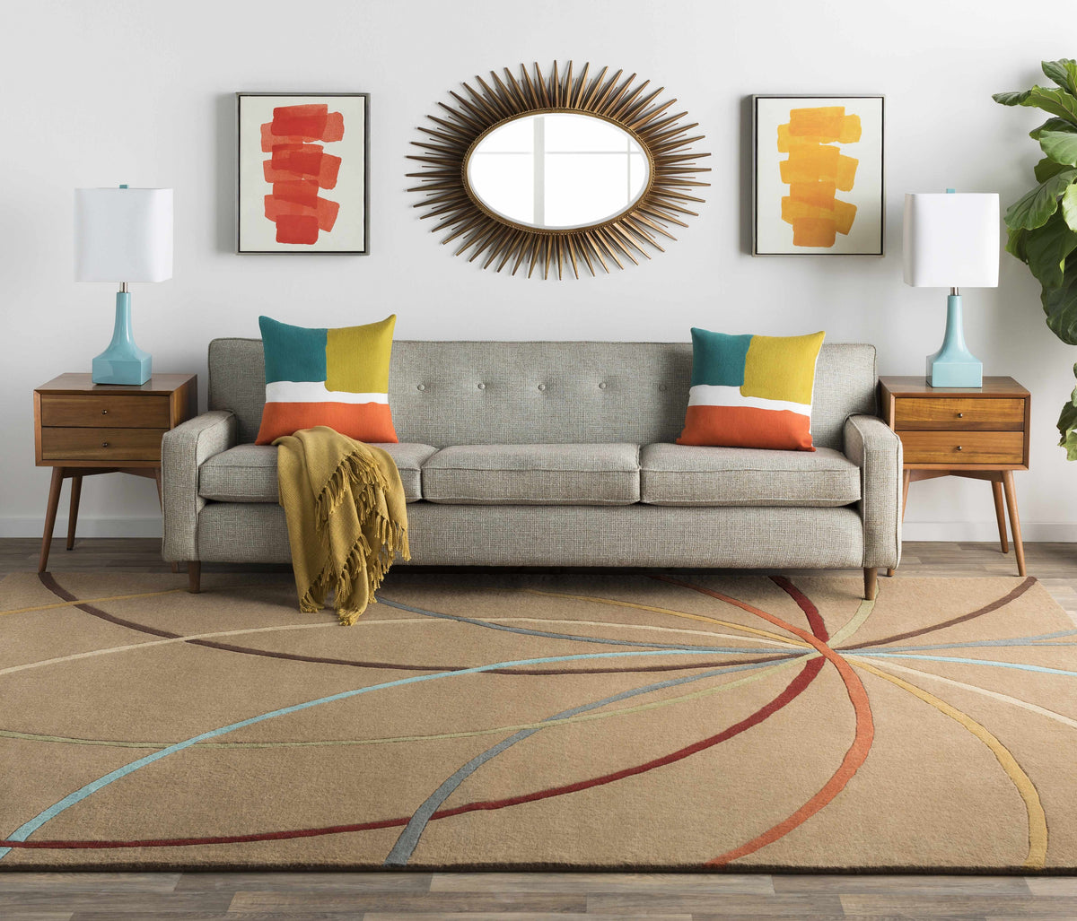 The Goldie Fringed Textured Throw, Mustard