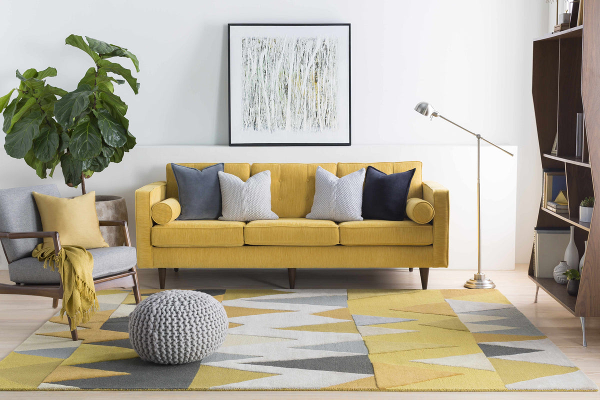 The Goldie Fringed Textured Throw, Mustard