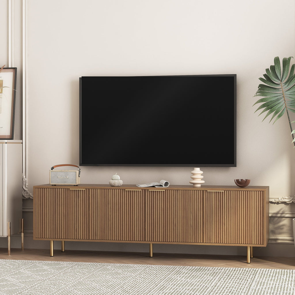 The Linden Fluted Media Console, Warm Wood, 68 in