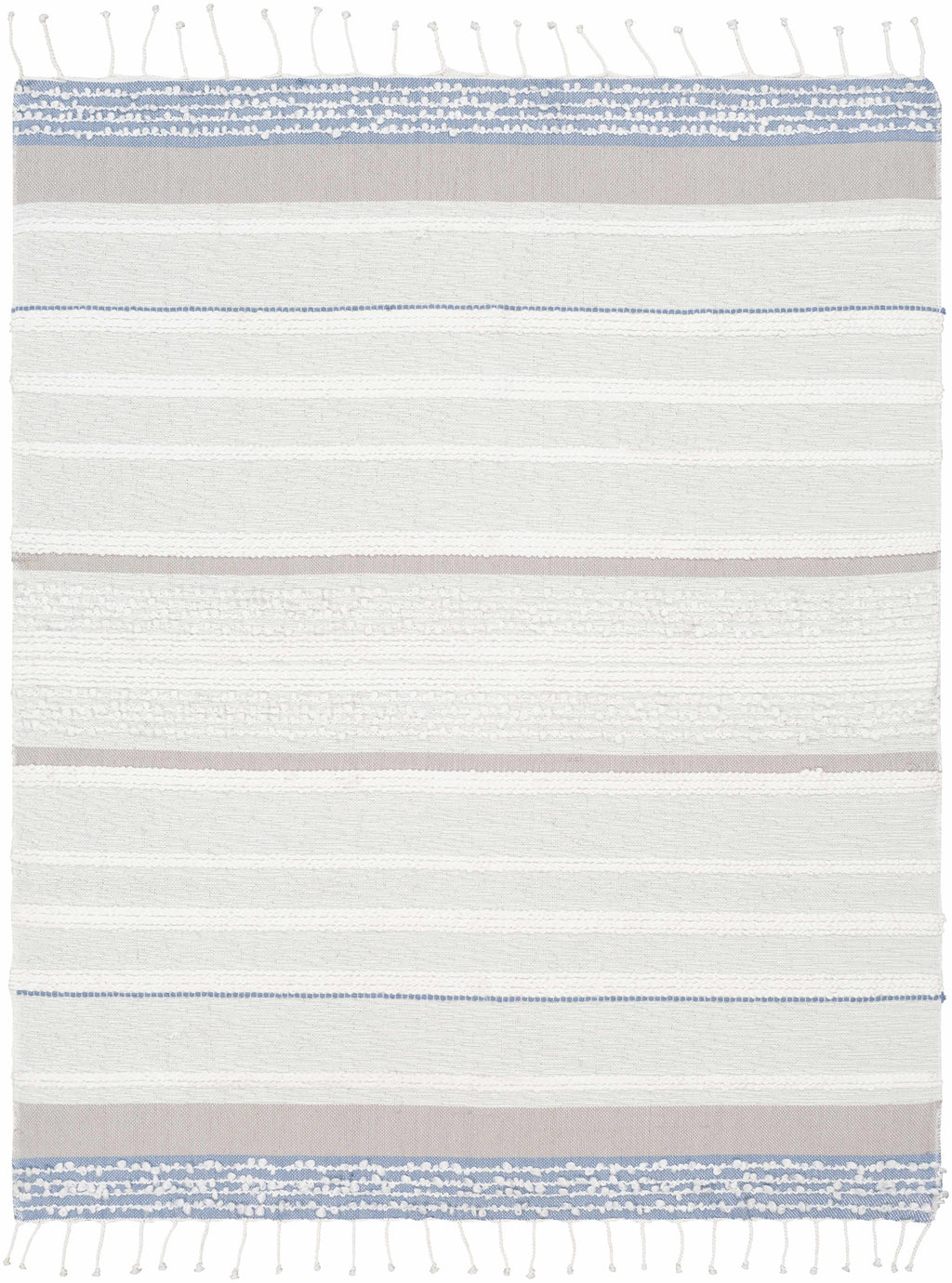 The Marina Hand-Woven Coastal Throw, Ivory and Soft Blue