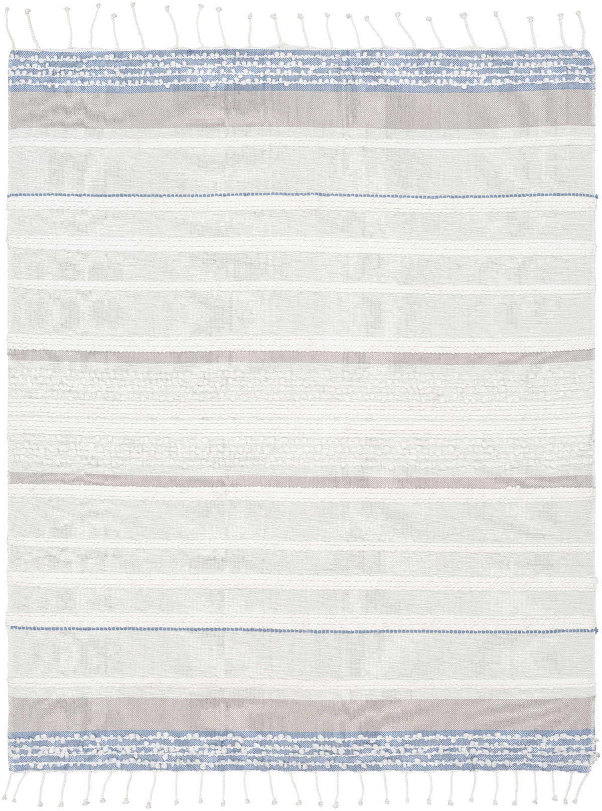 The Marina Hand-Woven Coastal Throw, Ivory and Soft Blue